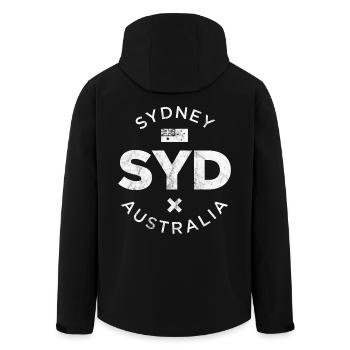 SYD, Sydney Australien - Recycelte Männer Softshell-Jacke von Stanley/Stella - Schwarz - Hinten - AI Model Male 185 light (185cm)