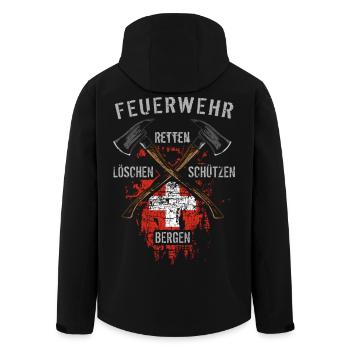 Retten Löschen Bergen Schützen - Recycelte Männer Softshell-Jacke von Stanley/Stella - Schwarz - Hinten - AI Model Male 185 light (185cm)