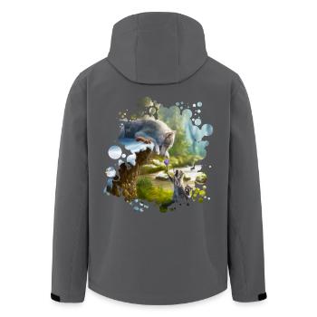 Freunde (Wolf & Waschbär) - Recycelte Männer Softshell-Jacke von Stanley/Stella - Schwarz - Hinten - AI Model Male 185 light (185cm)