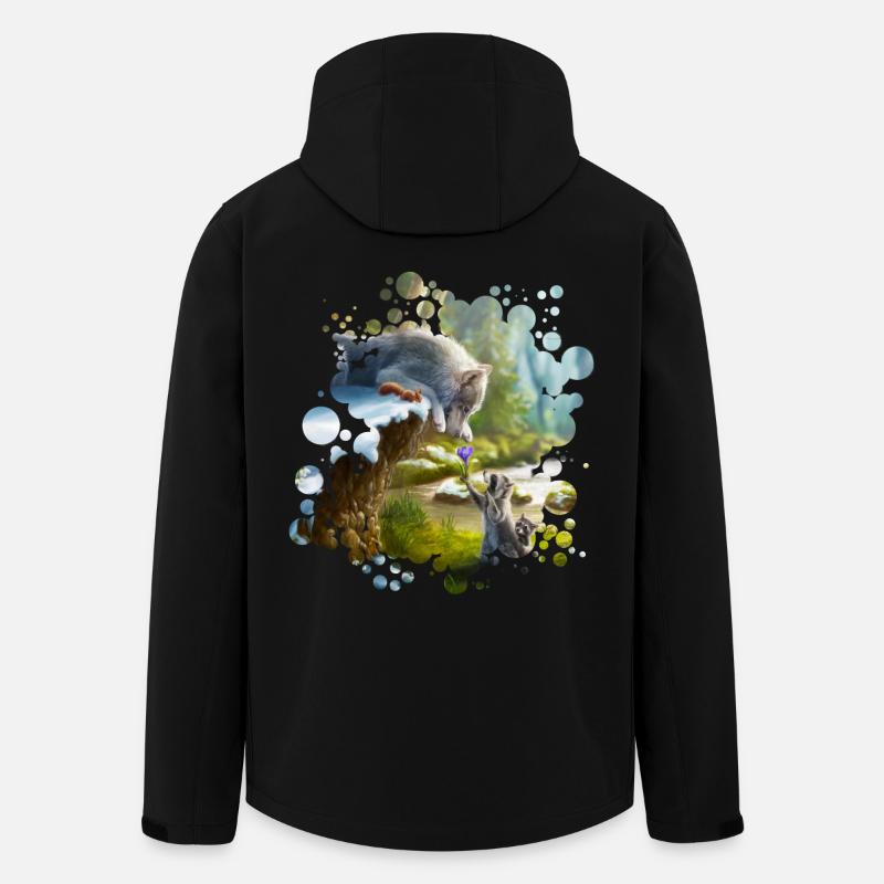 Freunde (Wolf & Waschbär) - Recycelte Männer Softshell-Jacke von Stanley/Stella - Schwarz