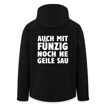 Auch mit 50 noch Geile Sau - Recycelte Männer Softshell-Jacke von Stanley/Stella - Schwarz - Hinten - AI Model Male 185 light (185cm)