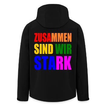 zusammen sind wir stark - Recycelte Männer Softshell-Jacke von Stanley/Stella - Schwarz - Hinten - AI Model Male 185 light (185cm)