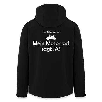 Mein Rücken sagt nein, Motorrad Biker Spruch - Recycelte Männer Softshell-Jacke von Stanley/Stella - Schwarz - Hinten - AI Model Male 185 light (185cm)