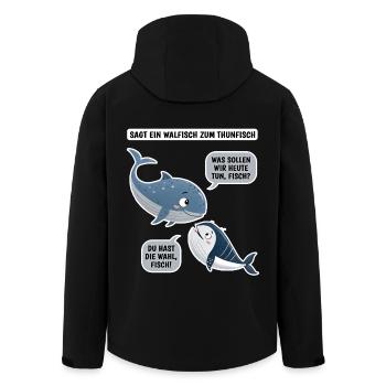 Sagt ein Walfisch zum Thunfisch - Recycelte Männer Softshell-Jacke von Stanley/Stella - Schwarz - Hinten - AI Model Male 185 light (185cm)