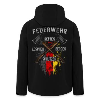 Retten Löschen Bergen Schützen - Recycelte Männer Softshell-Jacke von Stanley/Stella - Schwarz - Hinten - AI Model Male 185 light (185cm)