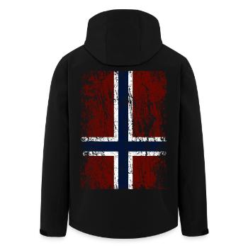Norwegische Flagge hochkant (dunkel) - Recycelte Männer Softshell-Jacke von Stanley/Stella - Schwarz - Hinten - AI Model Male 185 light (185cm)