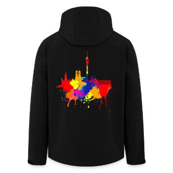 Munich Skyline Colorful Colors Painting Bavaria Fan - Men’s Recycled Softshell Jacket by Stanley/Stella - black - Back - AI Model Male 185 light (185cm)