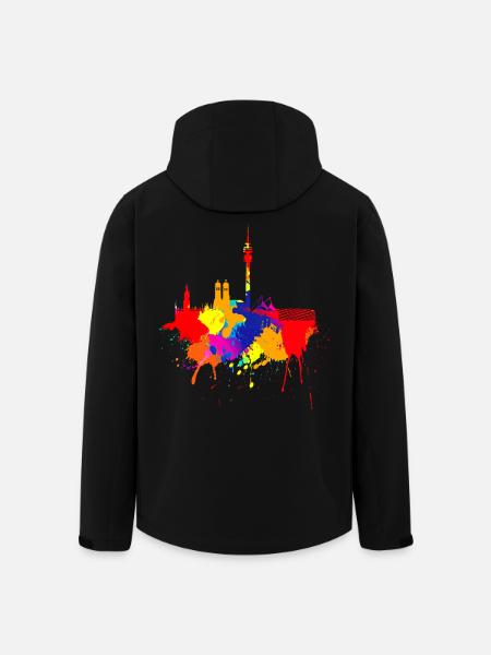 München Skyline Bunte Farben Malerei Bayern Fan - Recycelte Männer Softshell-Jacke von Stanley/Stella - Schwarz