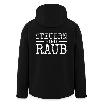 Steuern Sind Raub & Diebstahl Taxation Is Theft - Recycelte Männer Softshell-Jacke von Stanley/Stella - Schwarz - Hinten - AI Model Male 185 light (185cm)