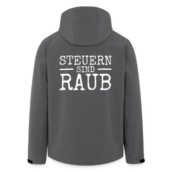 Steuern Sind Raub & Diebstahl Taxation Is Theft - Recycelte Männer Softshell-Jacke von Stanley/Stella - Anthrazit - Hinten - AI Model Male 185 light (185cm)