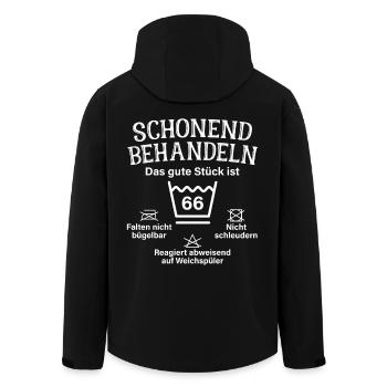 Schonend Behandeln 66 Geschenk Zum 66. Geburtstag - Recycelte Männer Softshell-Jacke von Stanley/Stella - Schwarz - Hinten - AI Model Male 185 light (185cm)