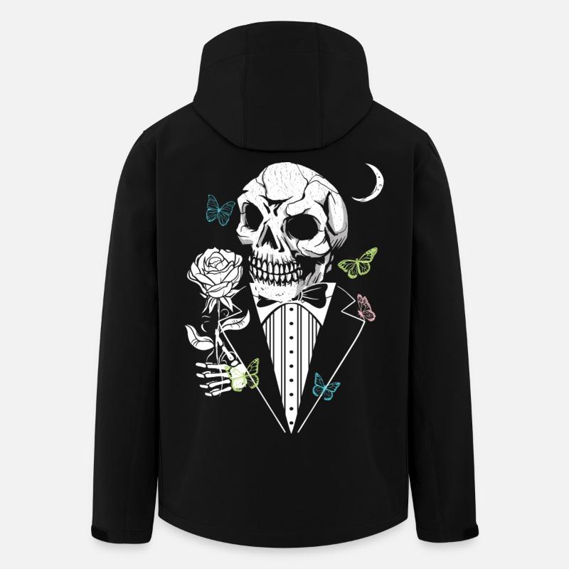 Crâne de Gentelman avec Rose - Veste softshell homme en polyester recyclé Stanley/Stella - noir