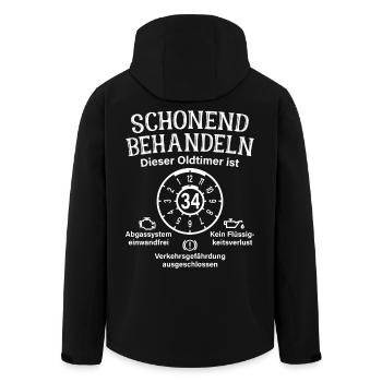 34. Geburtstag Schonend Behandeln Oldtimer Ist 34 - Recycelte Männer Softshell-Jacke von Stanley/Stella - Schwarz - Hinten - AI Model Male 185 light (185cm)