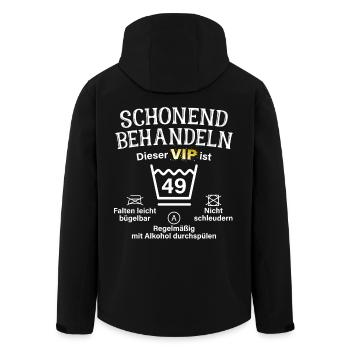 49. Geburtstag Schonend Behandeln 49 VIP ist 49 - Recycelte Männer Softshell-Jacke von Stanley/Stella - Schwarz - Hinten - AI Model Male 185 light (185cm)