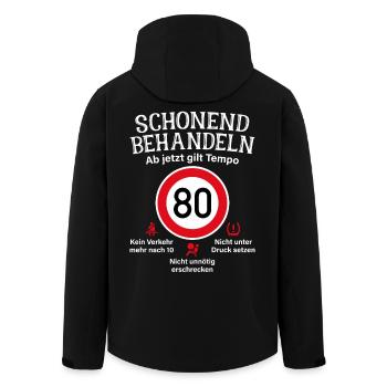 80. Geburtstag Schonend Behandeln 80 Tempolimit 80 - Recycelte Männer Softshell-Jacke von Stanley/Stella - Schwarz - Hinten - AI Model Male 185 light (185cm)