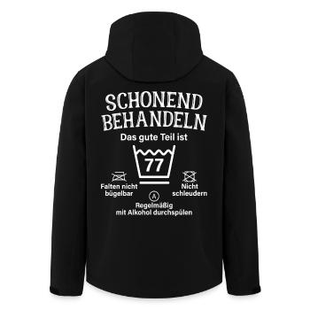 77. Geburtstag Schonend Behandeln 77 Teil Ist 77 - Recycelte Männer Softshell-Jacke von Stanley/Stella - Schwarz - Hinten - AI Model Male 185 light (185cm)