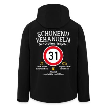 31. Geburtstag Schonend Behandeln Oldtimer Ist 31 - Recycelte Männer Softshell-Jacke von Stanley/Stella - Schwarz - Hinten - AI Model Male 185 light (185cm)