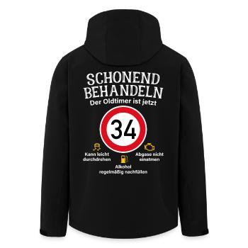 34. Geburtstag Schonend Behandeln Oldtimer Ist 34 - Recycelte Männer Softshell-Jacke von Stanley/Stella - Schwarz - Hinten - AI Model Male 185 light (185cm)