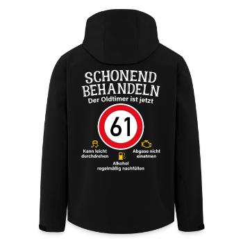 61. Geburtstag Schonend Behandeln Oldtimer Ist 61 - Recycelte Männer Softshell-Jacke von Stanley/Stella - Schwarz - Hinten - AI Model Male 185 light (185cm)