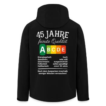 45 Jahre Feinste Qualität Geschenk 45. Geburtstag - Recycelte Männer Softshell-Jacke von Stanley/Stella - Schwarz - Hinten - AI Model Male 185 light (185cm)