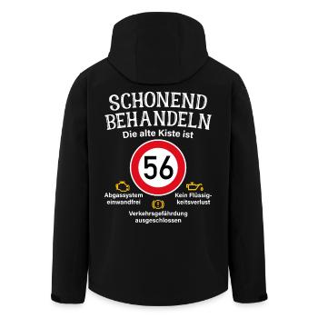 56. Geburtstag Schonend Behandeln 56 Alte Kiste 56 - Recycelte Männer Softshell-Jacke von Stanley/Stella - Schwarz - Hinten - AI Model Male 185 light (185cm)