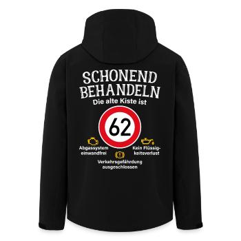 62. Geburtstag Schonend Behandeln 62 Alte Kiste 62 - Recycelte Männer Softshell-Jacke von Stanley/Stella - Schwarz - Hinten - AI Model Male 185 light (185cm)