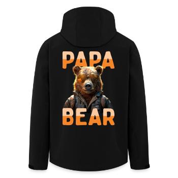 Papa Bear Bären Daddy Dad Vatertag Grizzly Bär - Recycelte Männer Softshell-Jacke von Stanley/Stella - Schwarz - Hinten - AI Model Male 185 light (185cm)