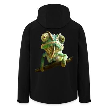 Caméléon, Lézard, Reptile, Iguane, Lézard, Caméléons - Veste softshell homme en polyester recyclé Stanley/Stella - noir - Dos - AI Model Male 185 light (185cm)