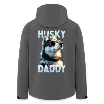 Husky Papa Papa Fête des Pères Maître Papa Huskies - Veste softshell homme en polyester recyclé Stanley/Stella - charbon - Dos - AI Model Male 185 light (185cm)