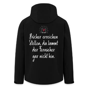 Bücher Erreichen Stellen Da Kommt TV Gar Nicht Hin - Recycelte Männer Softshell-Jacke von Stanley/Stella - Schwarz - Hinten - AI Model Male 185 light (185cm)