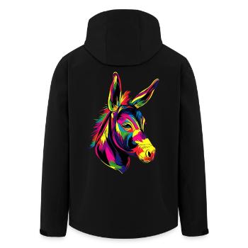 Esel in Bunt Popart Farben Hausesel Donkey Reiten - Recycelte Männer Softshell-Jacke von Stanley/Stella - Schwarz - Hinten - AI Model Male 185 light (185cm)