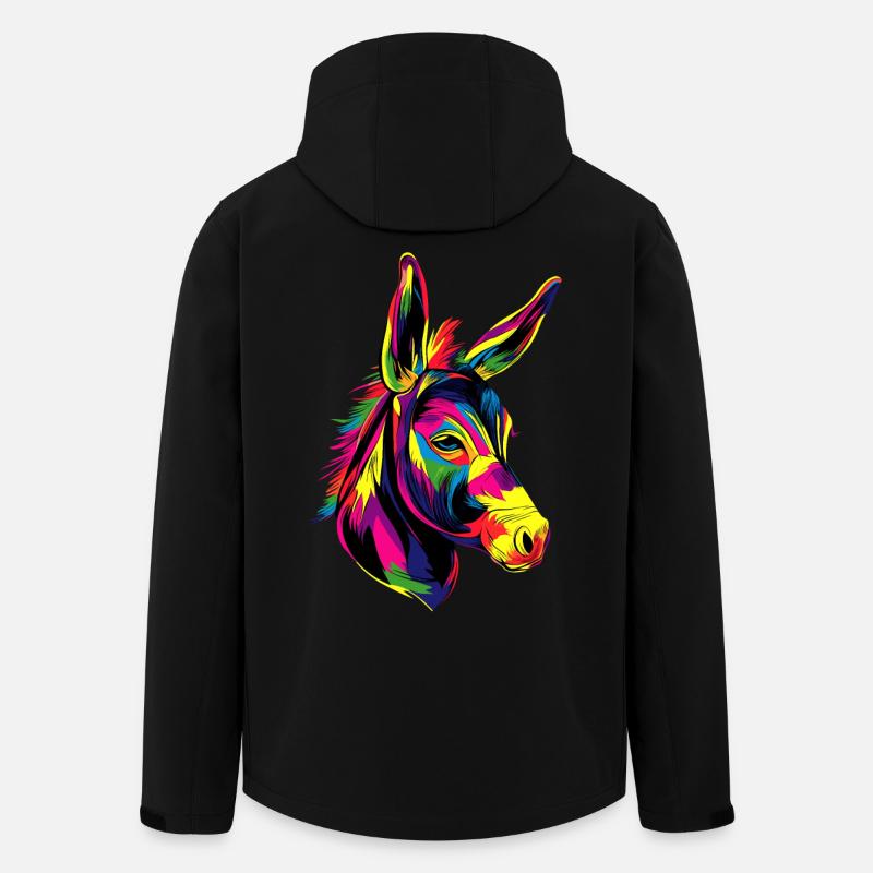 Esel in Bunt Popart Farben Hausesel Donkey Reiten - Recycelte Männer Softshell-Jacke von Stanley/Stella - Schwarz