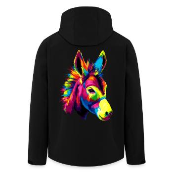 Esel in Bunt Popart Farben Hausesel Donkey Reiten - Recycelte Männer Softshell-Jacke von Stanley/Stella - Schwarz - Hinten - AI Model Male 185 light (185cm)