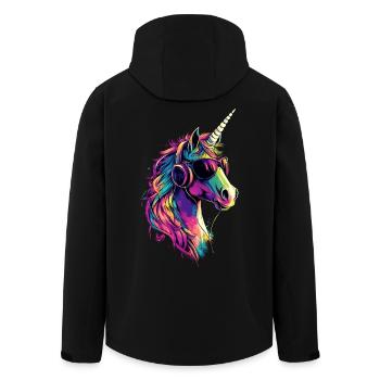 Einhorn Bunt Regenbogen Pferde Reiten Einhörner - Recycelte Männer Softshell-Jacke von Stanley/Stella - Schwarz - Hinten - AI Model Male 185 light (185cm)