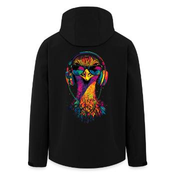 Strauss Vogel Kopfhörer Popart Emu Musik DJ Strauß - Recycelte Männer Softshell-Jacke von Stanley/Stella - Schwarz - Hinten - AI Model Male 185 light (185cm)