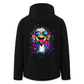 Strauss Vogel Kopfhörer Popart Emu Musik DJ Strauß - Recycelte Männer Softshell-Jacke von Stanley/Stella - Schwarz - Hinten - AI Model Male 185 light (185cm)