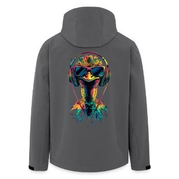 Strauss Vogel Kopfhörer Popart Emu Musik DJ Strauß - Recycelte Männer Softshell-Jacke von Stanley/Stella - Schwarz - Hinten - AI Model Male 185 light (185cm)