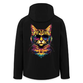 Savannah Cat Cat Mom Cute Serval Leopard Cats - Men’s Recycled Softshell Jacket by Stanley/Stella - black - Back - AI Model Male 185 light (185cm)