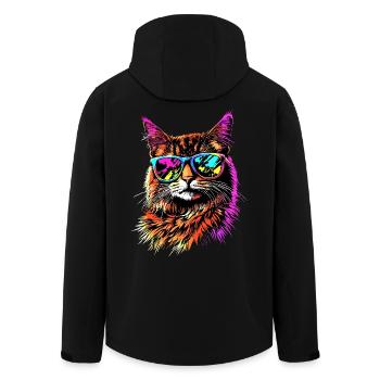 Savannah Cat Cat Mom Cute Serval Leopard Cats - Men’s Recycled Softshell Jacket by Stanley/Stella - black - Back - AI Model Male 185 light (185cm)