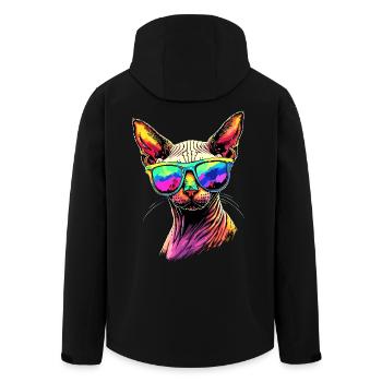 Savannah Cat Cat Mom Cute Serval Leopard Cats - Men’s Recycled Softshell Jacket by Stanley/Stella - black - Back - AI Model Male 185 light (185cm)