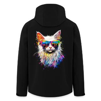 Chat Angora Blanc Chat Angora Chats Angora Mignons - Veste softshell homme en polyester recyclé Stanley/Stella - noir - Dos - AI Model Male 185 light (185cm)