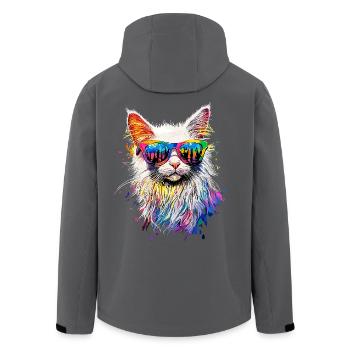 Chat Angora Blanc Chat Angora Chats Angora Mignons - Veste softshell homme en polyester recyclé Stanley/Stella - charbon - Dos - AI Model Male 185 light (185cm)