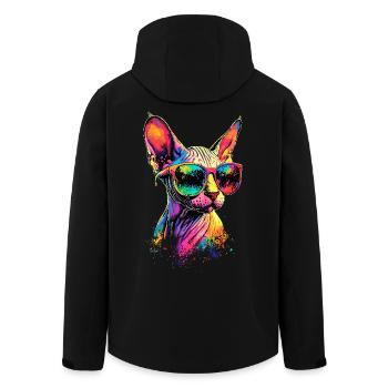 Savannah Chat Chat Maman Mignon Serval Léopard Chats - Veste softshell homme en polyester recyclé Stanley/Stella - noir - Dos - AI Model Male 185 light (185cm)