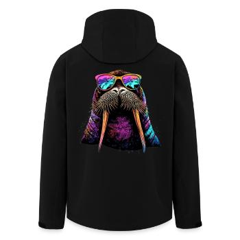 Walrus, tusks, seal, wild Pacific walruses - Men’s Recycled Softshell Jacket by Stanley/Stella - black - Back - AI Model Male 185 light (185cm)