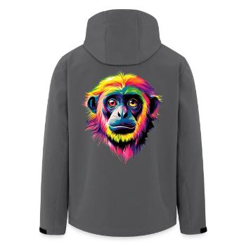 Gibbon Affe Weißhandgibbon Monkey Süße Lar Gibbons - Recycelte Männer Softshell-Jacke von Stanley/Stella - Anthrazit - Hinten - AI Model Male 185 light (185cm)