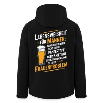 Lebensweisheit für Männer Werkstatt JGA Handwerker - Recycelte Männer Softshell-Jacke von Stanley/Stella - Schwarz - Hinten - AI Model Male 185 light (185cm)