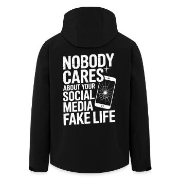 Personne ne se soucie de votre fausse vie sur les réseaux sociaux - Veste softshell homme en polyester recyclé Stanley/Stella - noir - Dos - AI Model Male 185 light (185cm)