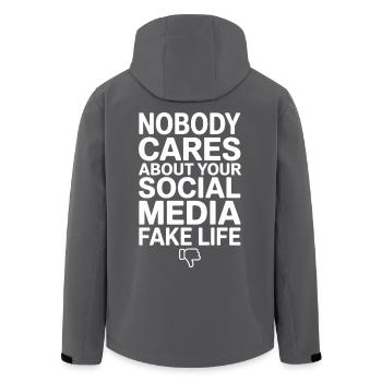 Personne ne se soucie de votre fausse vie sur les réseaux sociaux - Veste softshell homme en polyester recyclé Stanley/Stella - charbon - Dos - AI Model Male 185 light (185cm)