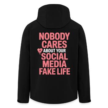 Personne ne se soucie de votre fausse vie sur les réseaux sociaux - Veste softshell homme en polyester recyclé Stanley/Stella - noir - Dos - AI Model Male 185 light (185cm)