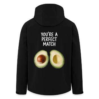 Avocado Liebe You're A Perfect Match Valentinstag - Recycelte Männer Softshell-Jacke von Stanley/Stella - Schwarz - Hinten - AI Model Male 185 light (185cm)